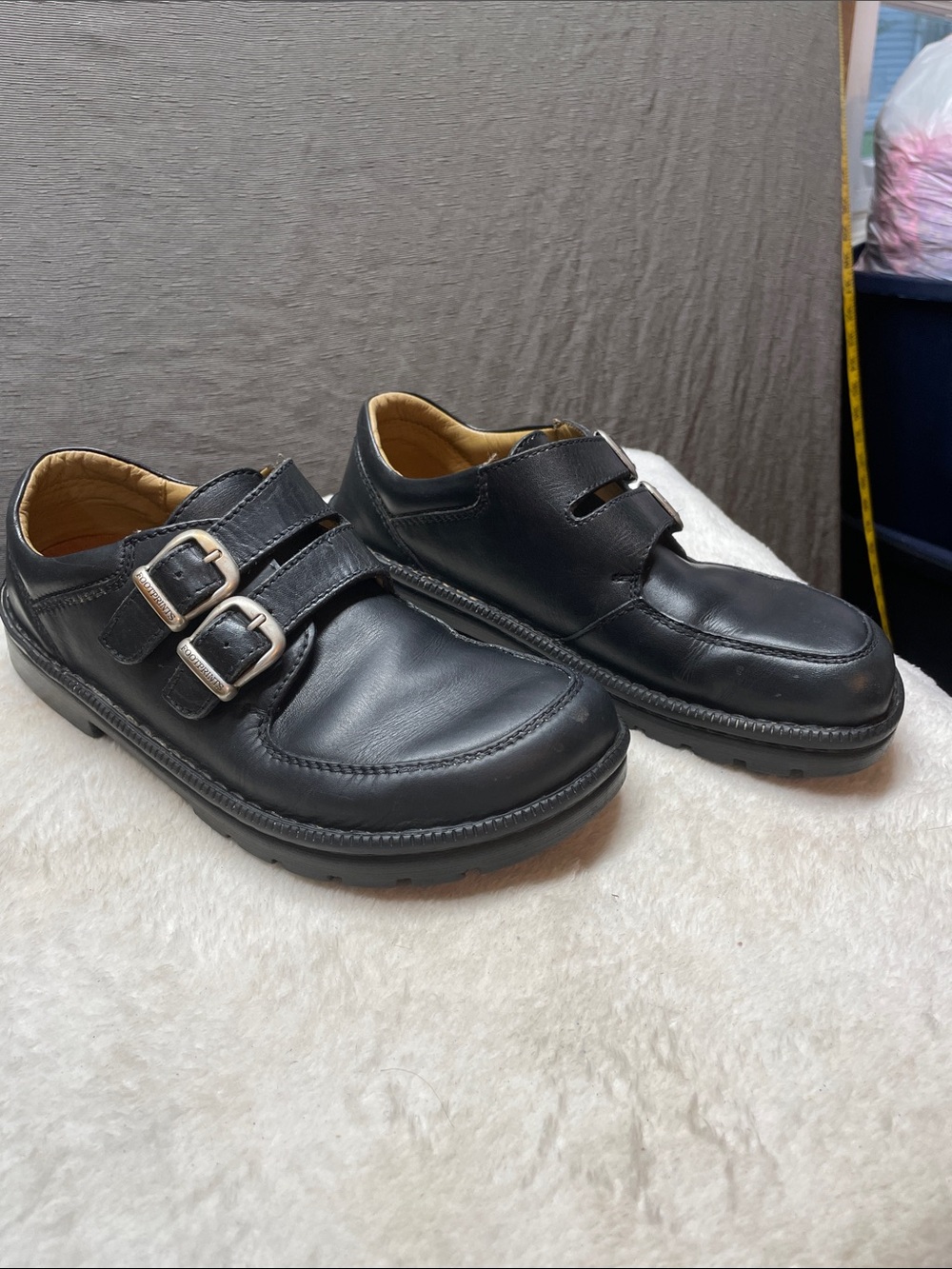Birkenstock Black Leather Double-Buckle Slip-On‎ Loafers